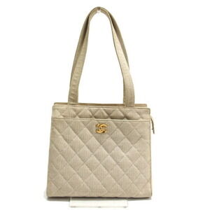 CHANEL Cream Canvas Shoulder Bag